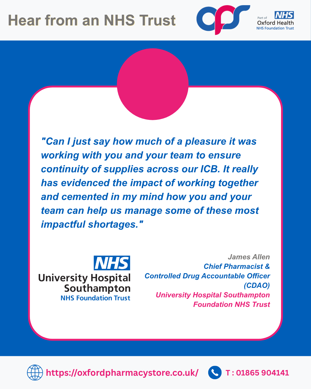 Medicine Shortages Customer Testimonial - Oxford Pharmacy Store